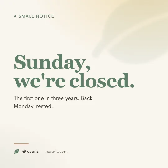 The Announcement template, rendered for Reauris