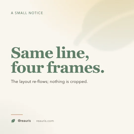 The same announcement laid out at 1:1